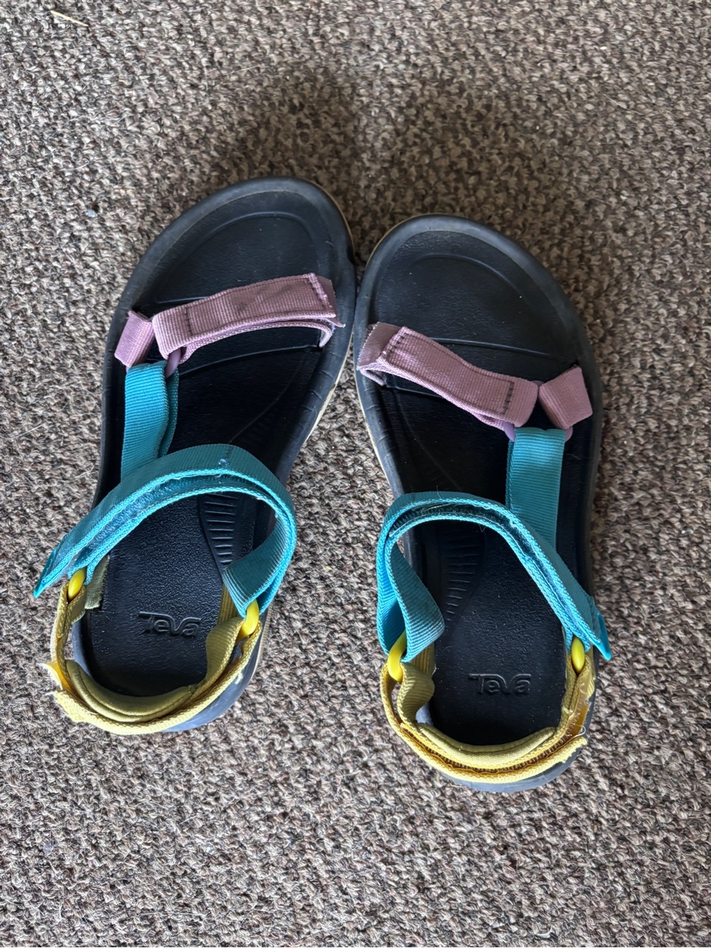 Teva Colorblock Strappy Sandals - Teal, Pink, Yellow